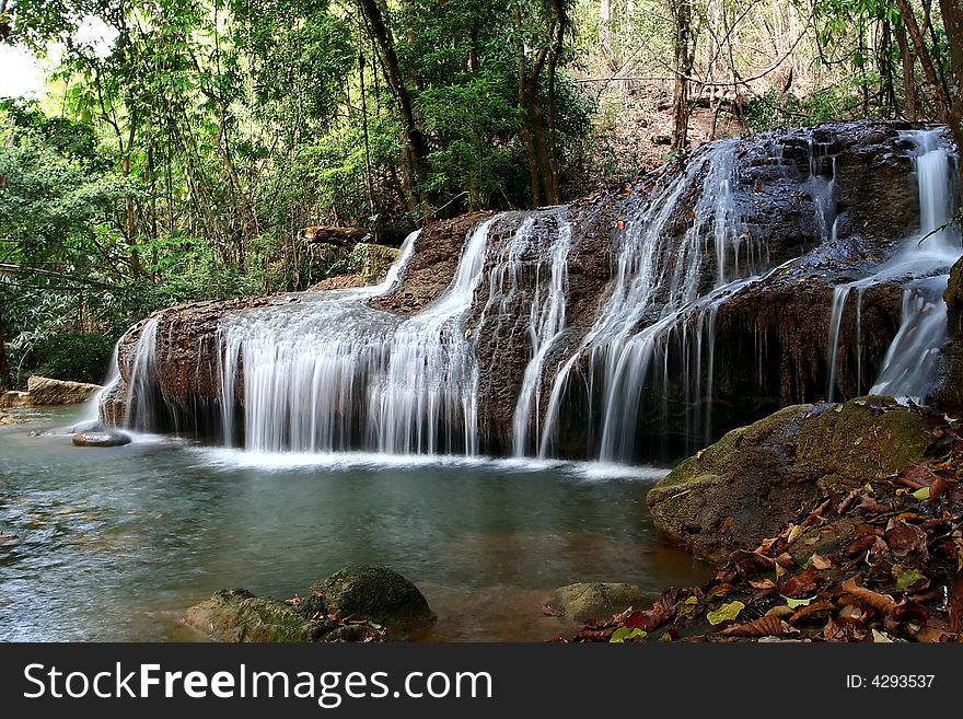 Thailand Waterfall Kanjanaburi Tropical  streams. Thailand Waterfall Kanjanaburi Tropical  streams
