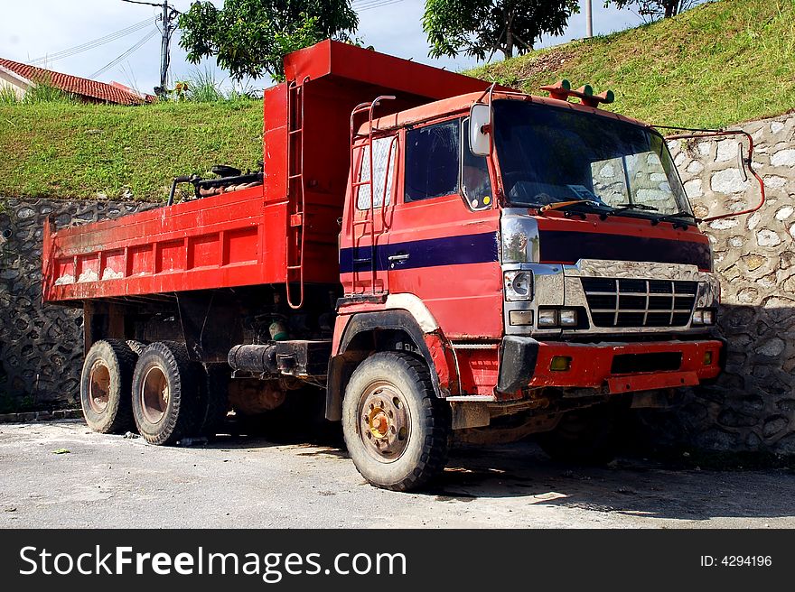 Contruction lorry image at the parking area