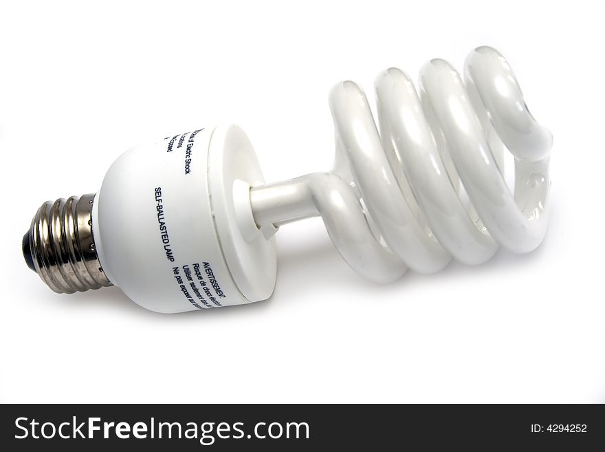 Self-ballasted fluorescent economical lamp with white background