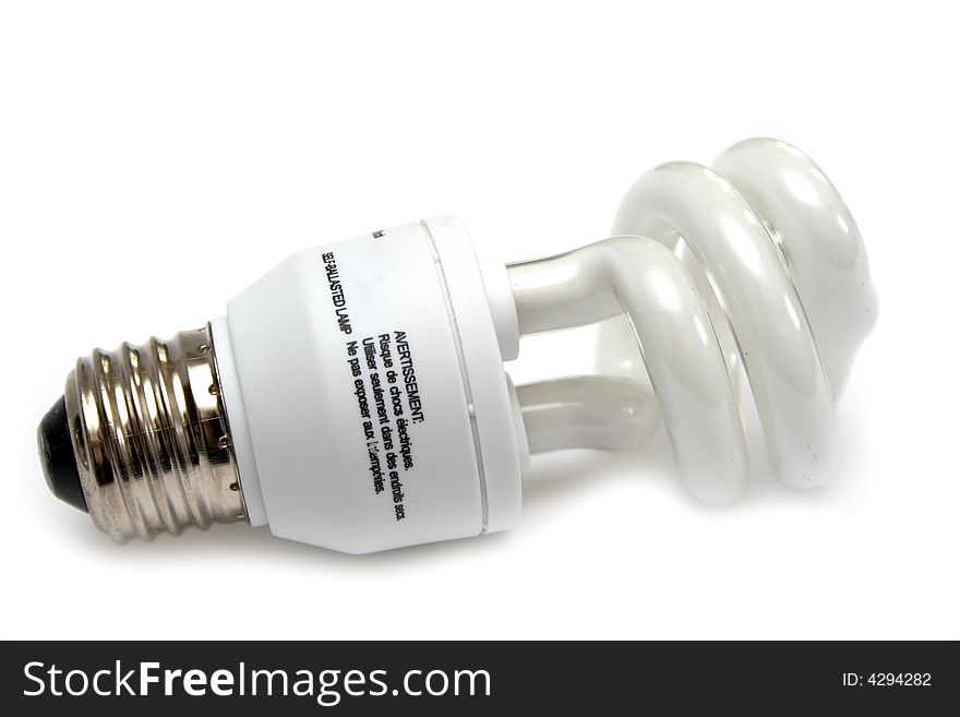 Self-ballasted fluorescent economical lamp with white background