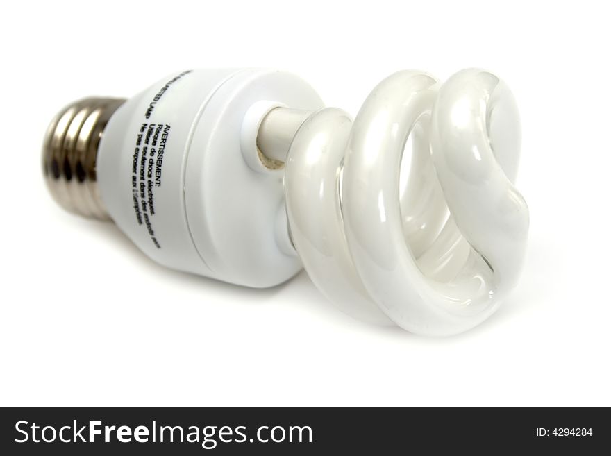 Self-ballasted fluorescent economical lamp with white background