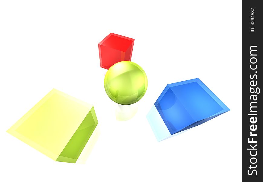 Illustration of few boxes and ball. Illustration of few boxes and ball