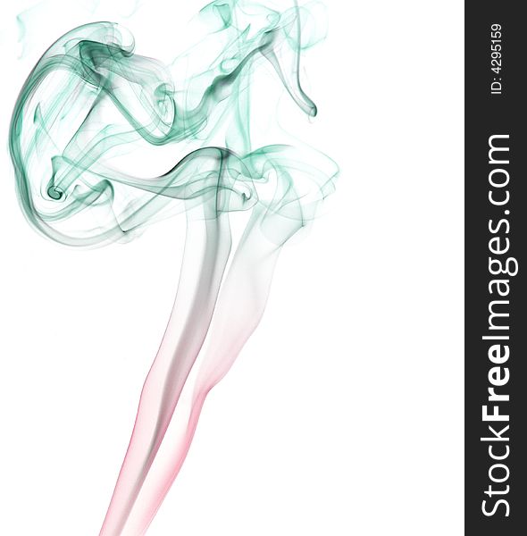 Colorful smoke on white background