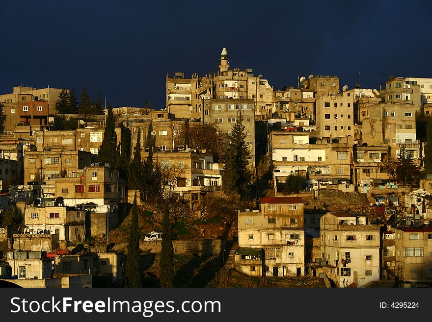 Old houses in the old part of the capital of Jordan