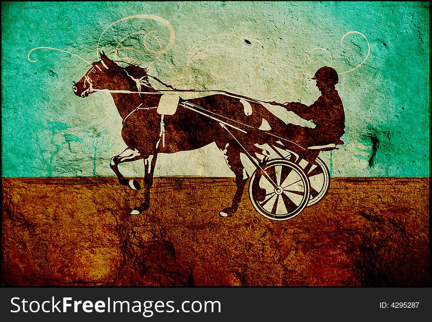 Illustration of a race horse on stone