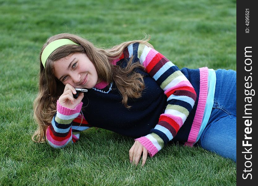 Young girl and cellphone