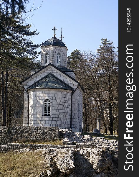 Small orthodox church with a cupola