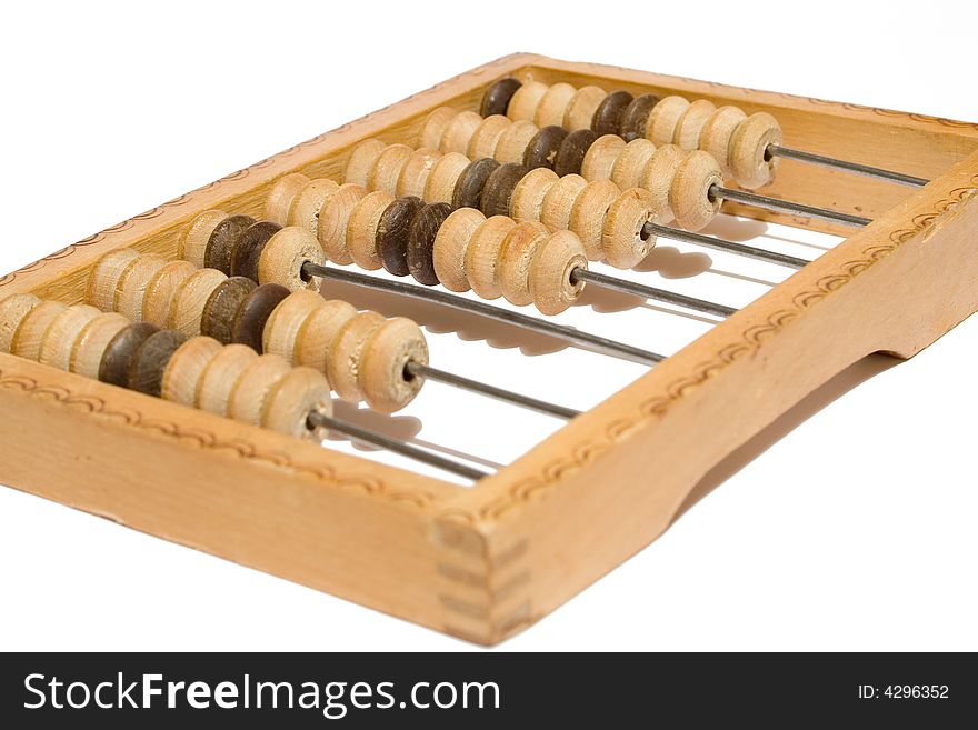 Old abacus on white isolated background