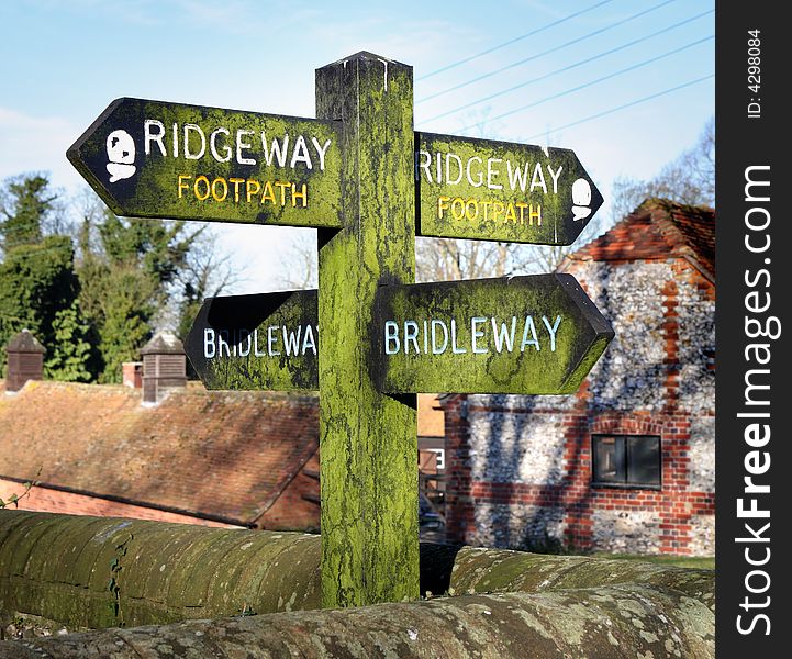 Signpost On An English Country Path