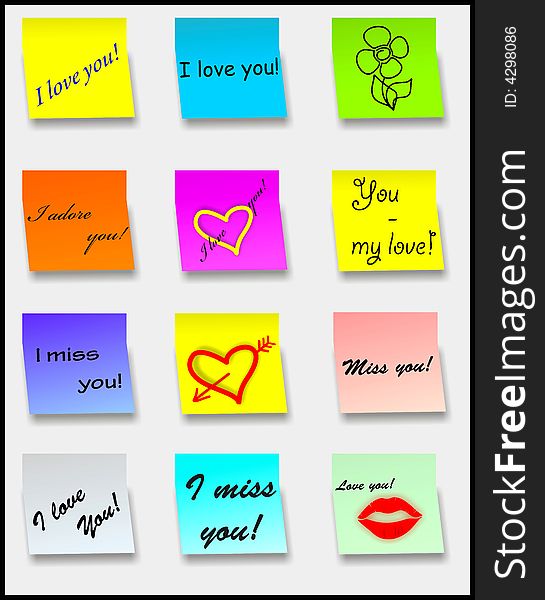 Stick Notes - Love Notes - Vector