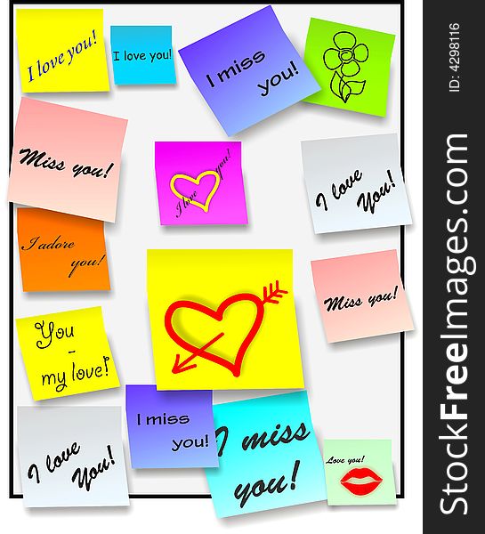 Stick notes - love notes - vector