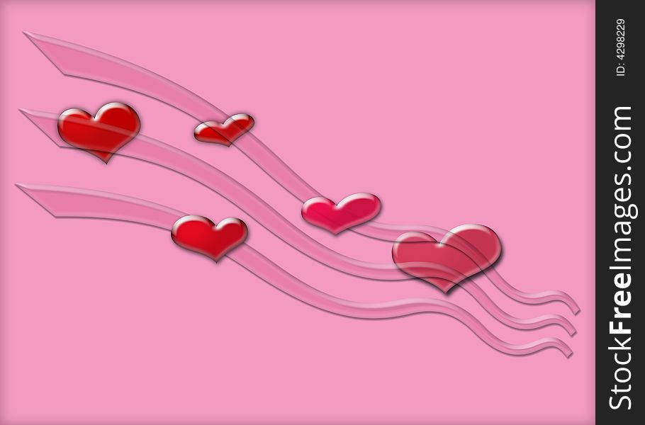 Music of love on the pink background