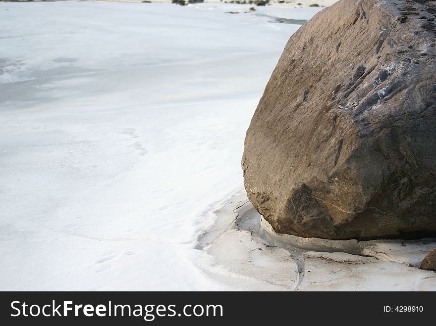 Big stone in the ice