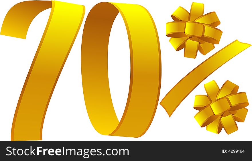 70 percent of discount intertwined of ribbon. 70 percent of discount intertwined of ribbon