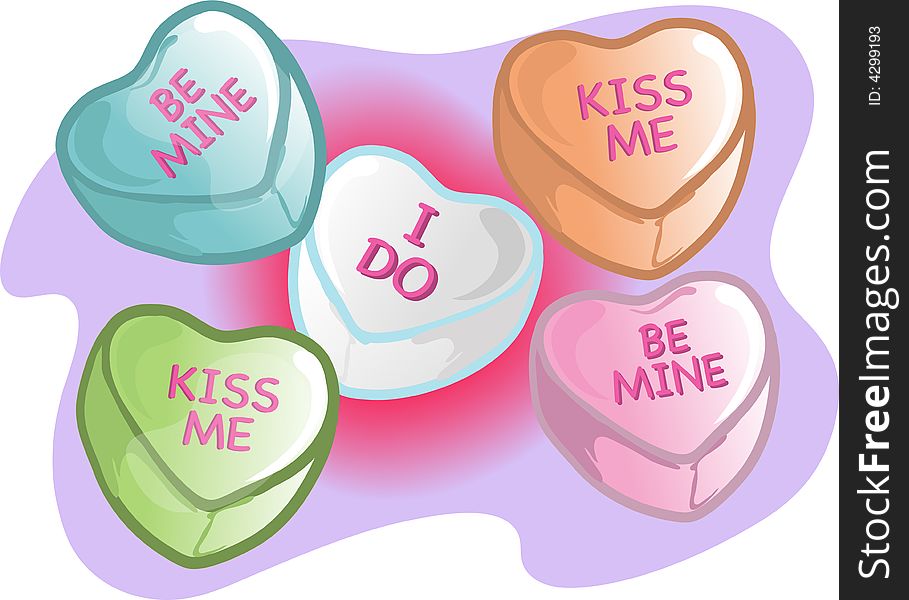 Illustrations of different valentine candy. Illustrations of different valentine candy.