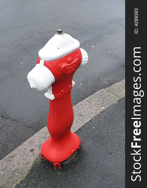 Red and white fire hydrant. Red and white fire hydrant