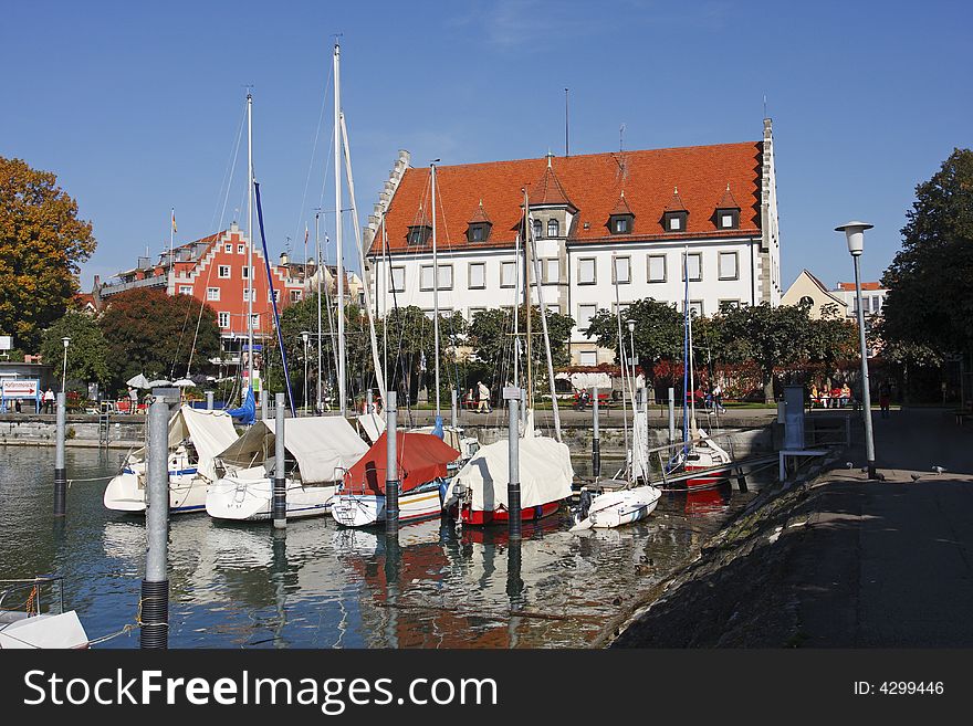 Sailing Boats Moored At Lindau