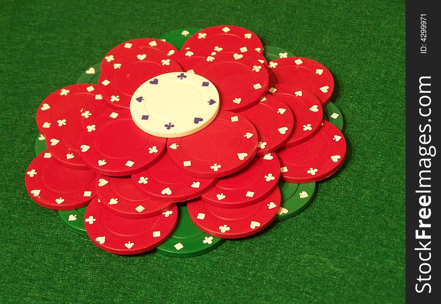 A flower made of poker chips. A flower made of poker chips