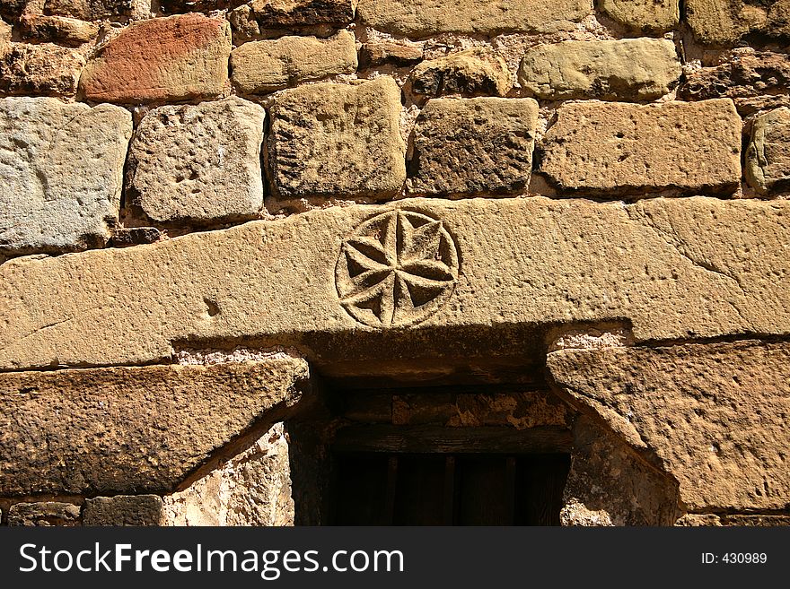 Lintel in ancient church,Huesca,Spain