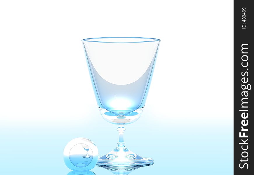 Hi-Res rendered 3D glass and a glass ball