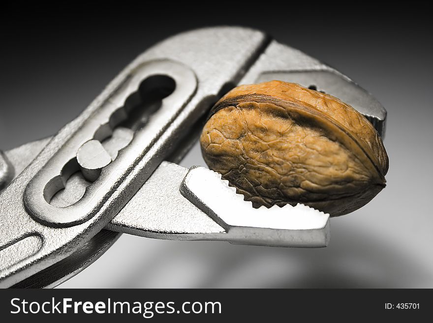 Opening a walnut with a gripper. Opening a walnut with a gripper.