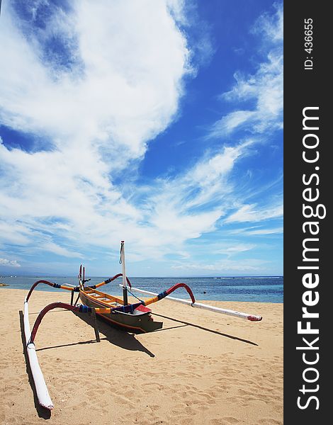 A boat on a beautiful beach. A boat on a beautiful beach