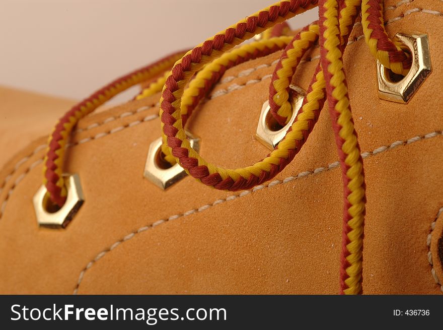 Detail shot work shoe laces and grommets with micro nikkor 2.8 lens. Detail shot work shoe laces and grommets with micro nikkor 2.8 lens