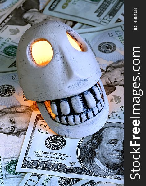Skull and dollars