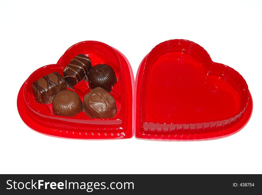 Valentines chocolates on a white background