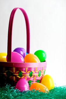 Easter Egg Basket With Eggs Stock Photos Easter Egg Basket With Eggs Stock Photos