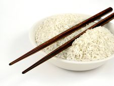Uncook White Rice In Bowl With Chop Sticks Stock Photography Uncook White Rice In Bowl With Chop Sticks Stock Photography