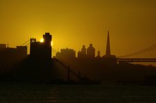 Sun Sets In San Francisco Down Royalty Free Stock Image Sun Sets In San Francisco Down Royalty Free Stock Image