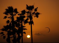 Sun Setting With Kite Surfer Silhouette Royalty Free Stock Photo Sun Setting With Kite Surfer Silhouette Royalty Free Stock Photo