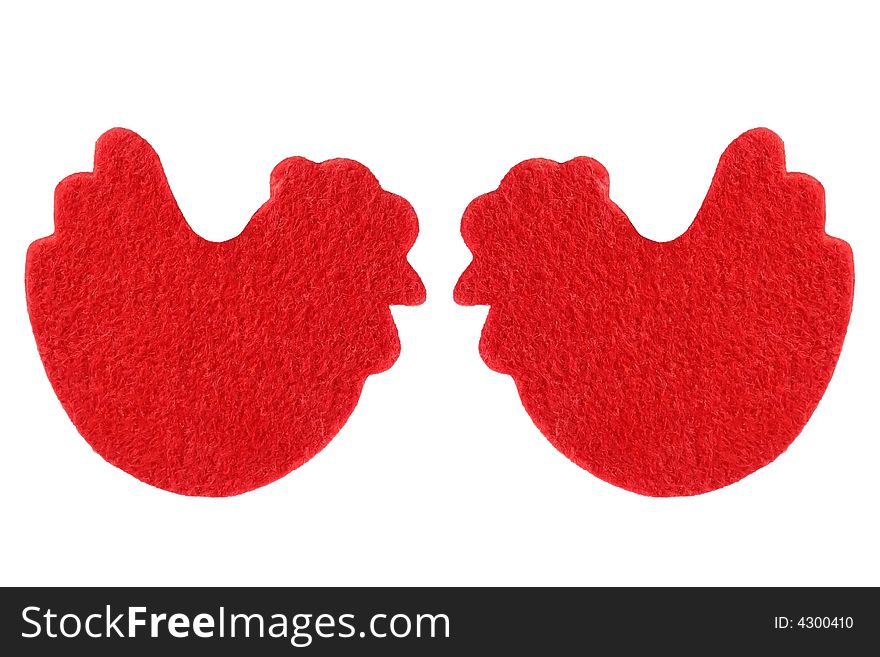 Two red hens - isolated on white background