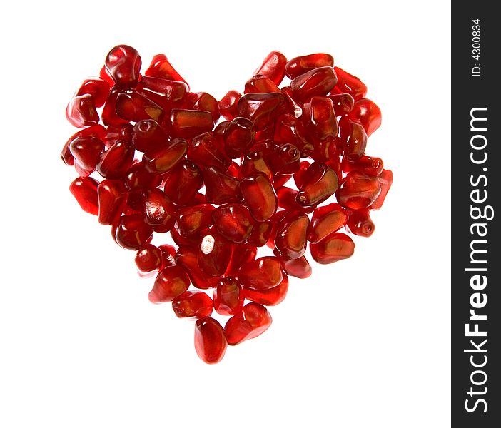 Ruby heart with pomegranate seeds