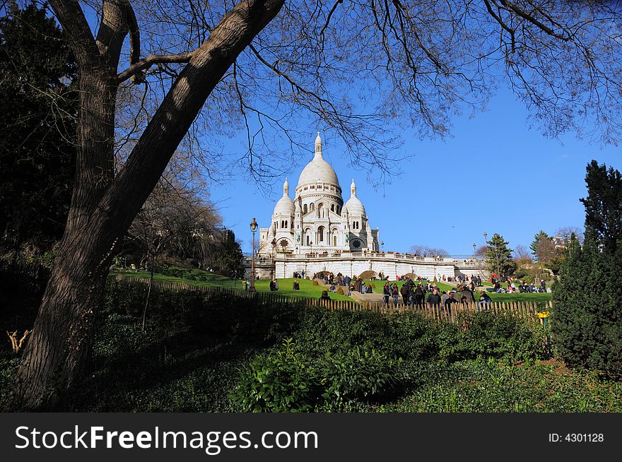 Sacre Coeur, the famous Basilic located in Paris Montmartre. Sacre Coeur, the famous Basilic located in Paris Montmartre