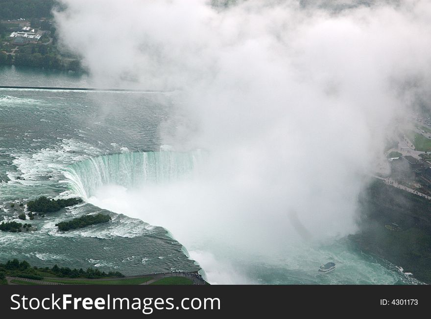 This is the Niagara falls from a helicopter. This is the Niagara falls from a helicopter.