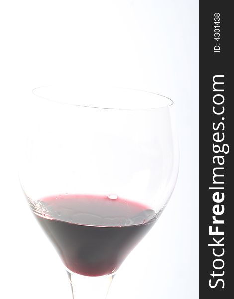 Red wine in a glas,on awithe background,.