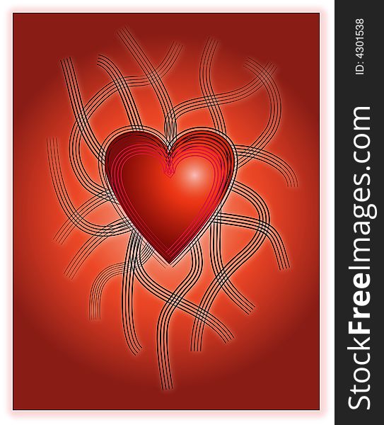 A Tribal Valentine Heart on a Red Gradient Background