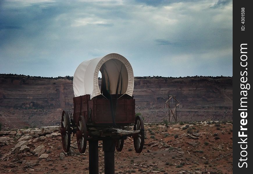 Horse carriage in Monument valley park in Utah.