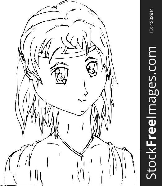 Hand drawn image in manga style, сonverted to vector format. Hand drawn image in manga style, сonverted to vector format.