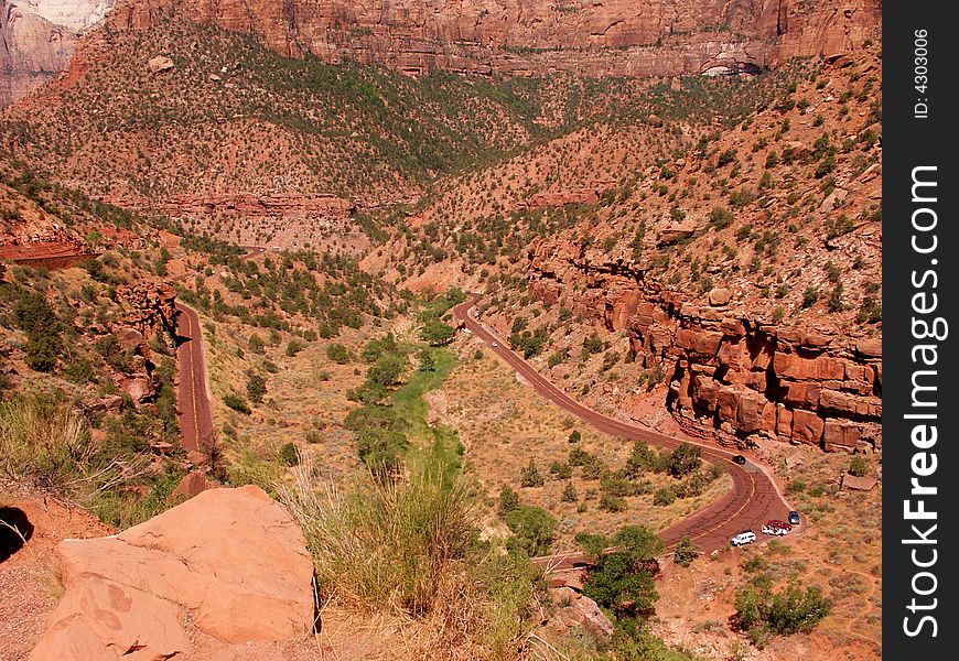 Winding roads in Zion Canyon, Utah. Winding roads in Zion Canyon, Utah.