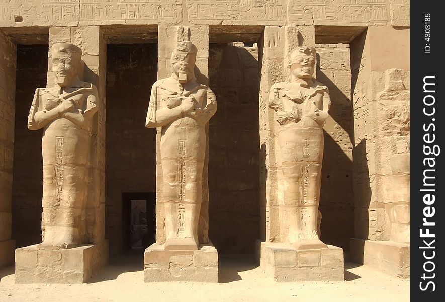 Ancient statues in Karnak temple from Luxor. Ancient statues in Karnak temple from Luxor