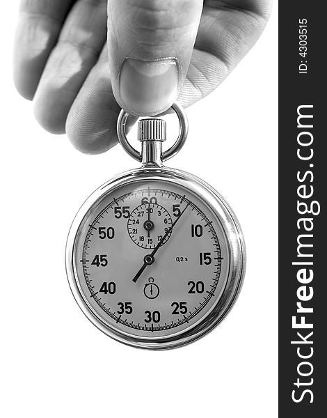 An image of a stopwatch in hand