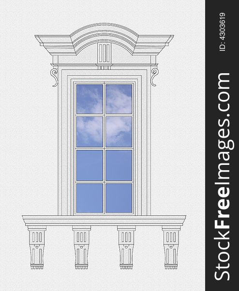 Window balcony in neoclassic style. Window balcony in neoclassic style