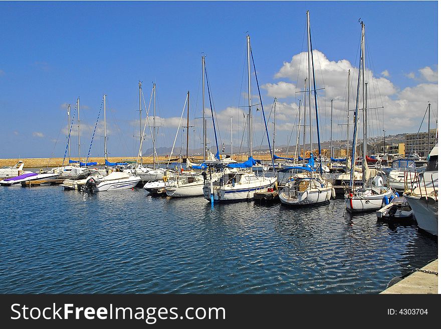 Sailing boats in the harbour. Sailing boats in the harbour