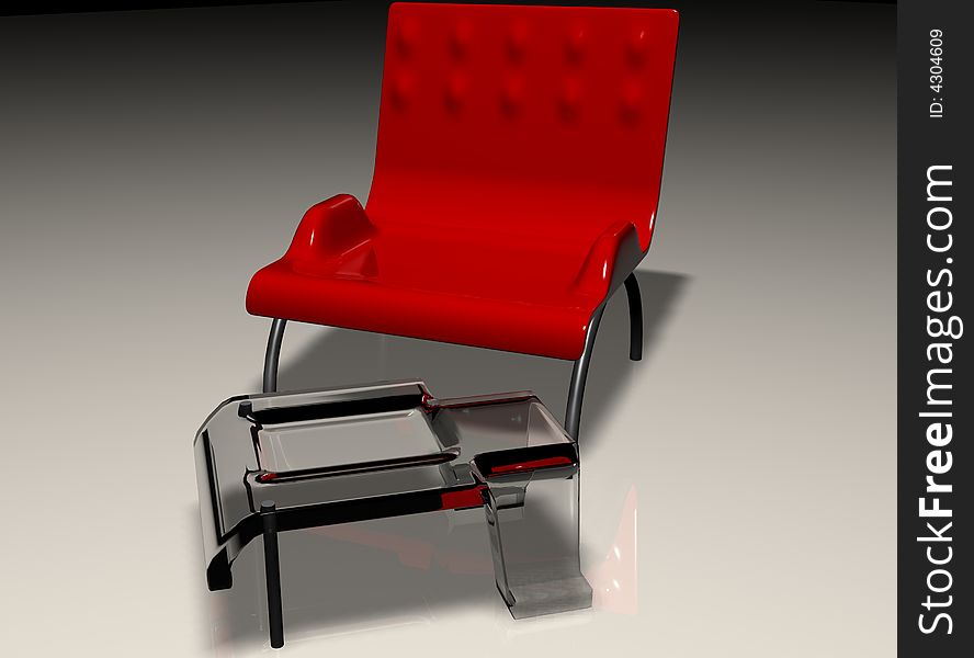 A red chair for indoor or outdoor or else