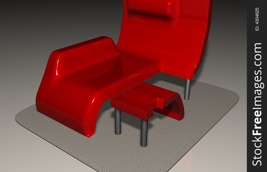 An red chair for indoor or outdoor or else