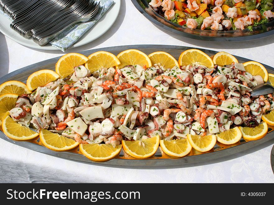 Delicious party snacks on a platter for a party. Delicious party snacks on a platter for a party