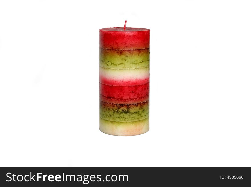 Holiday candle isolated on white background